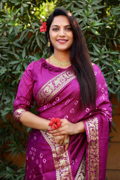 Pure Bandhej Silk Saree Anant Tex Exports Private Limited