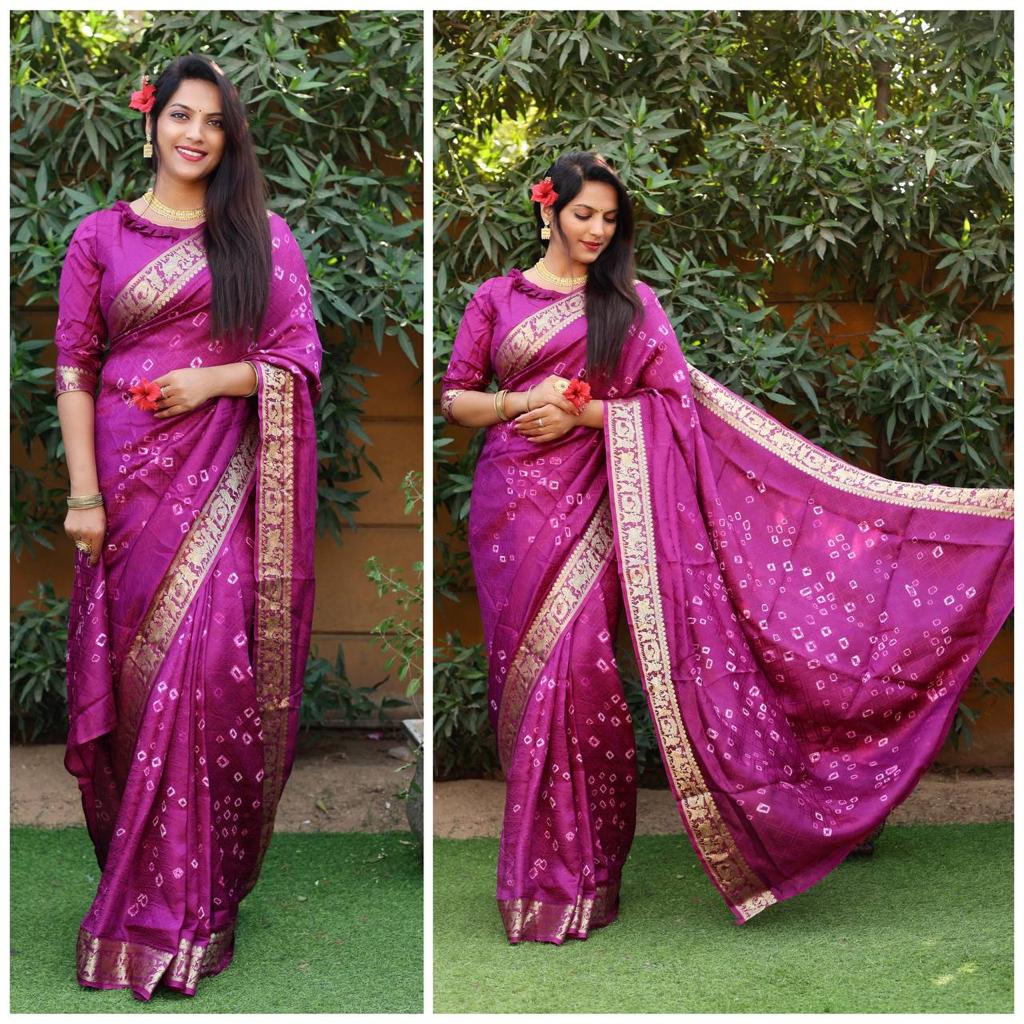 Pure Bandhej Silk Saree Anant Tex Exports Private Limited
