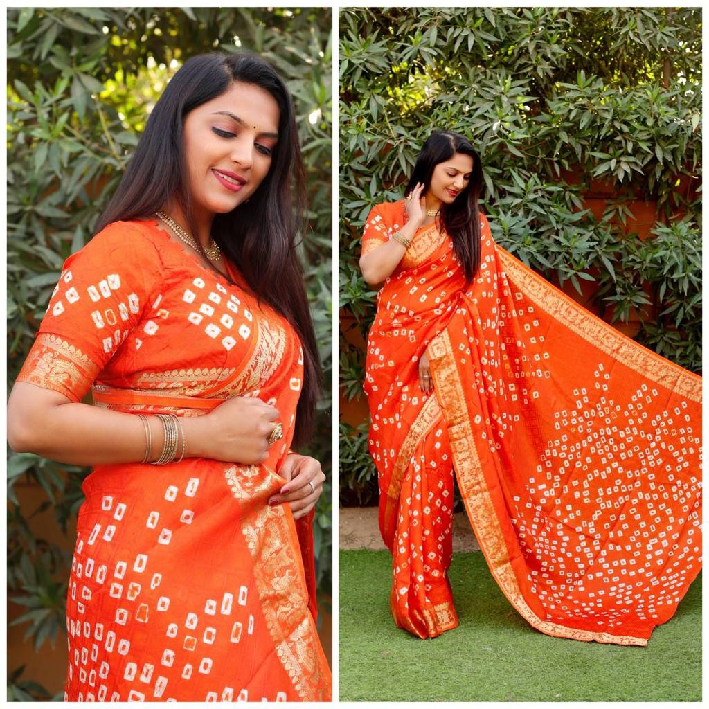 Pure Bandhej Silk Saree Anant Tex Exports Private Limited
