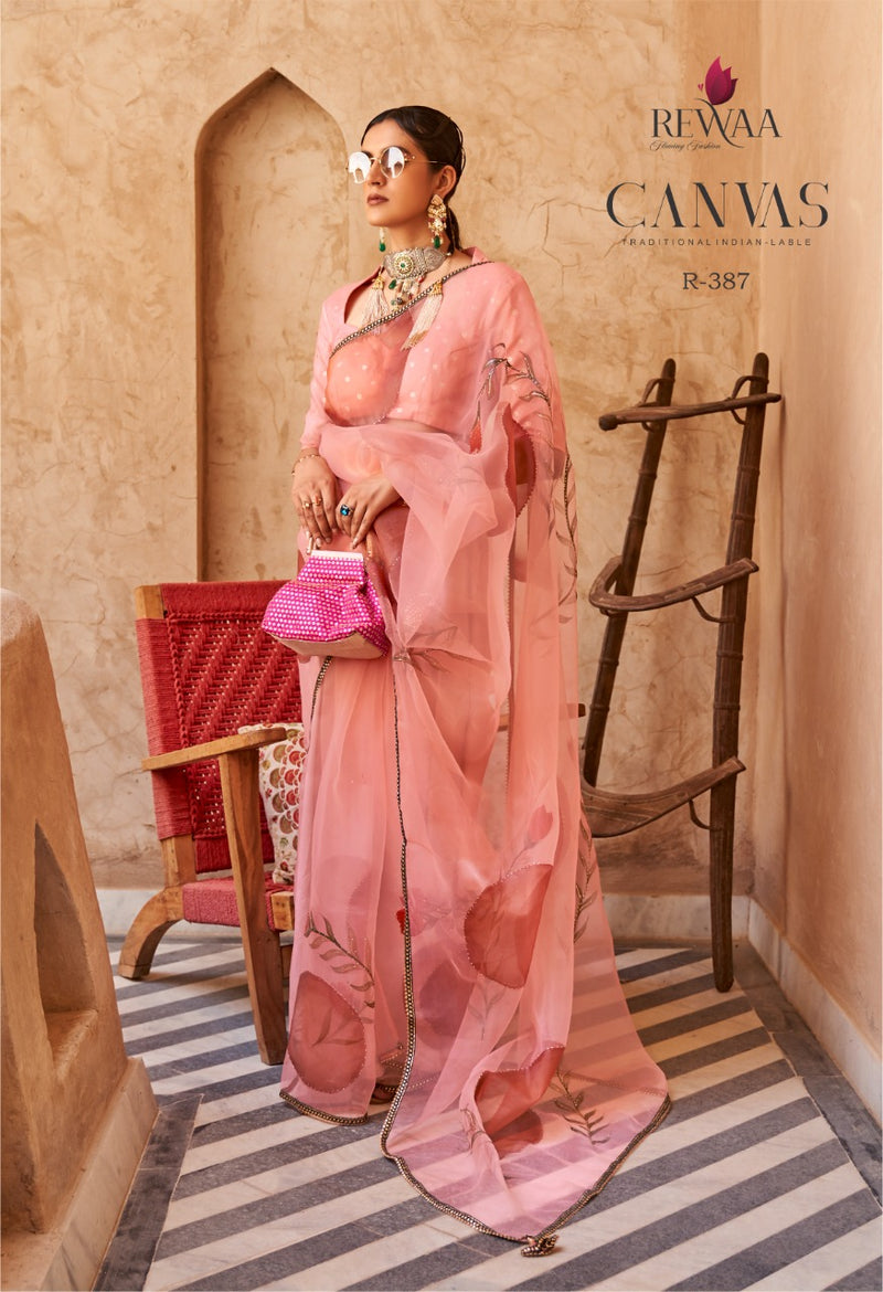 PARTY WEAR REWAA CANVAS ORGENZA SAREE Anant Tex Exports Private Limited