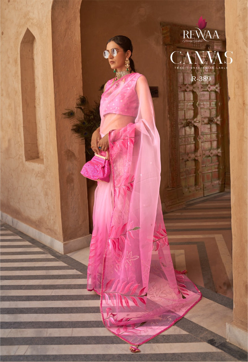 PARTY WEAR REWAA CANVAS ORGENZA SAREE Anant Tex Exports Private Limited