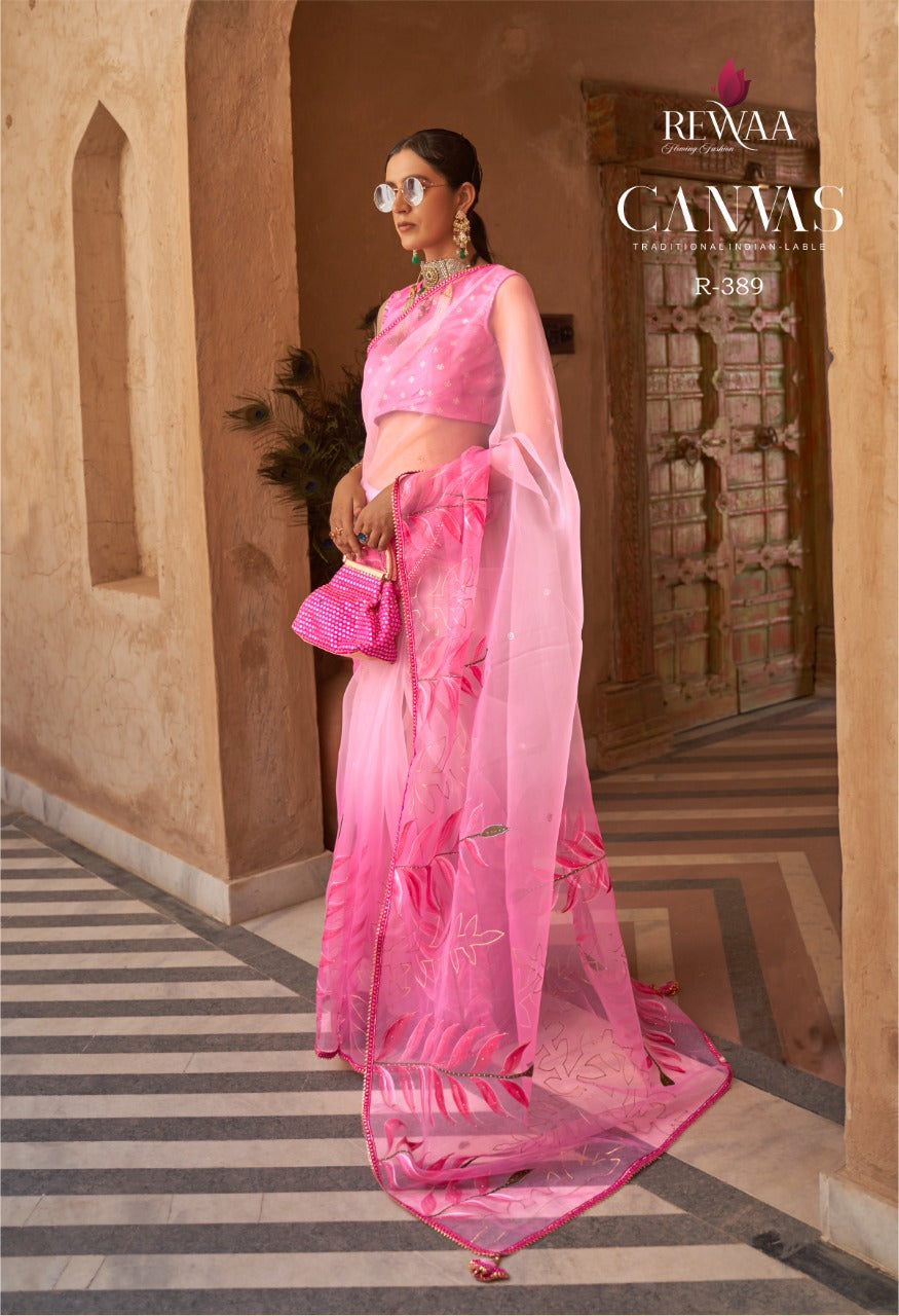 PARTY WEAR REWAA CANVAS ORGENZA SAREE Anant Tex Exports Private Limited