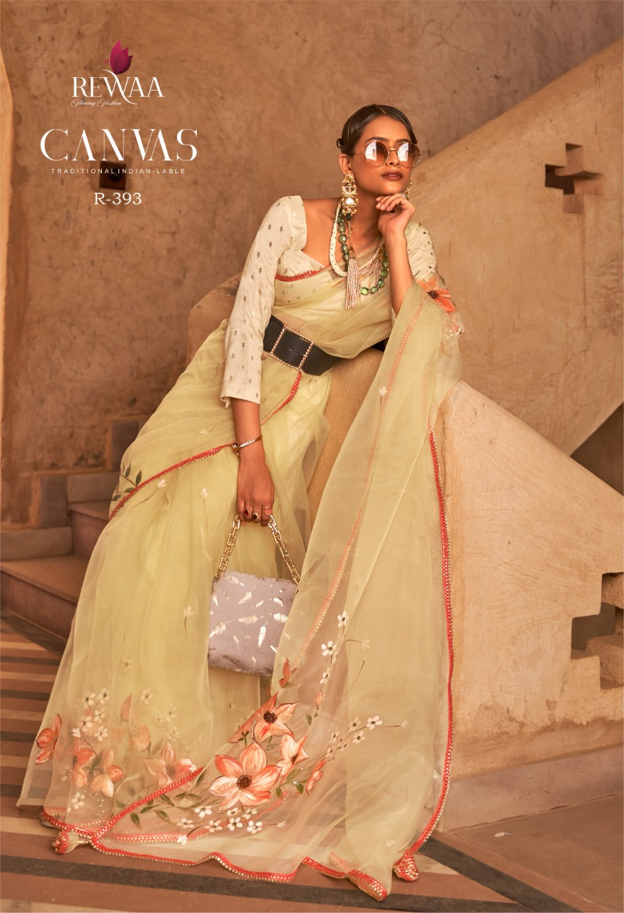 PARTY WEAR REWAA CANVAS ORGENZA SAREE Anant Tex Exports Private Limited