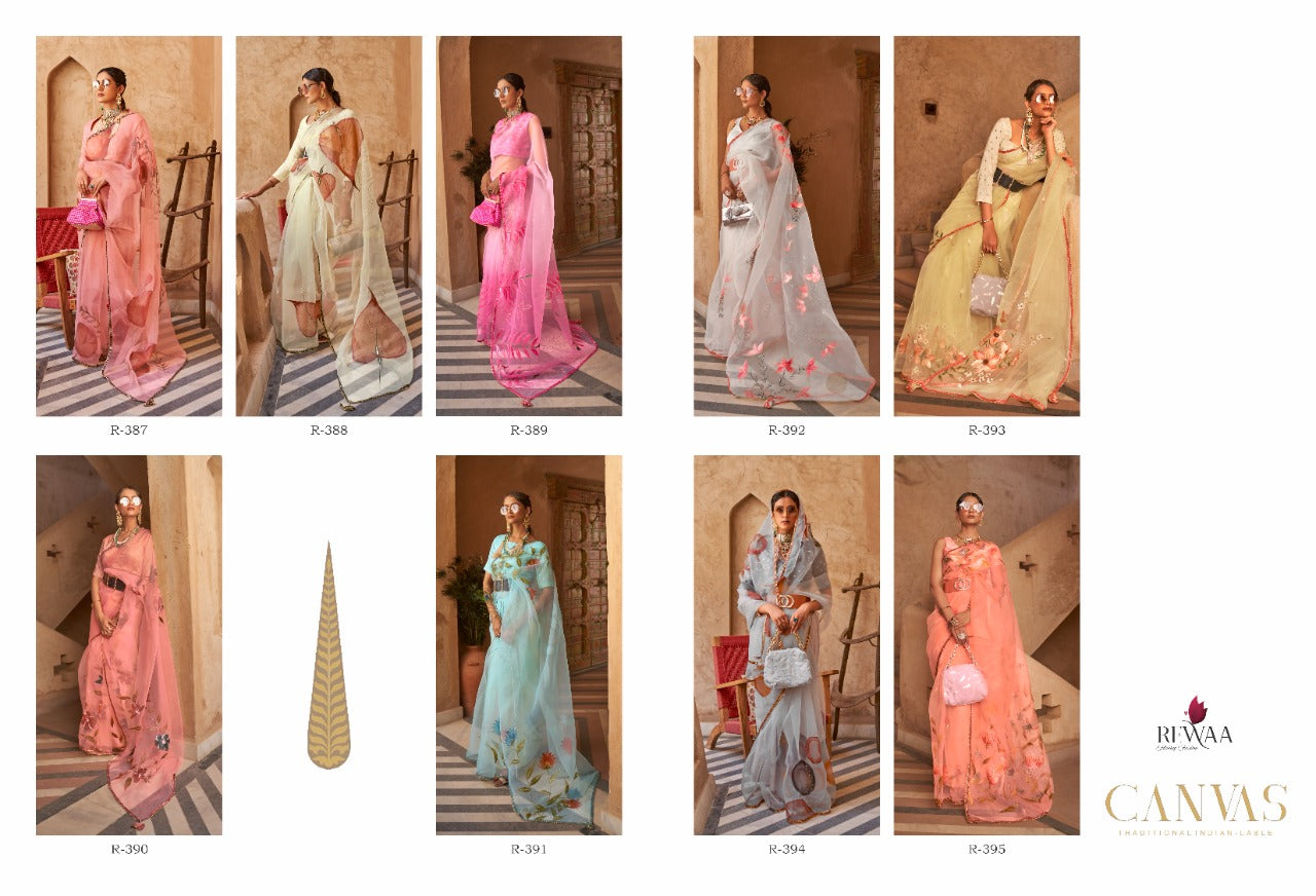 PARTY WEAR REWAA CANVAS ORGENZA SAREE Anant Tex Exports Private Limited