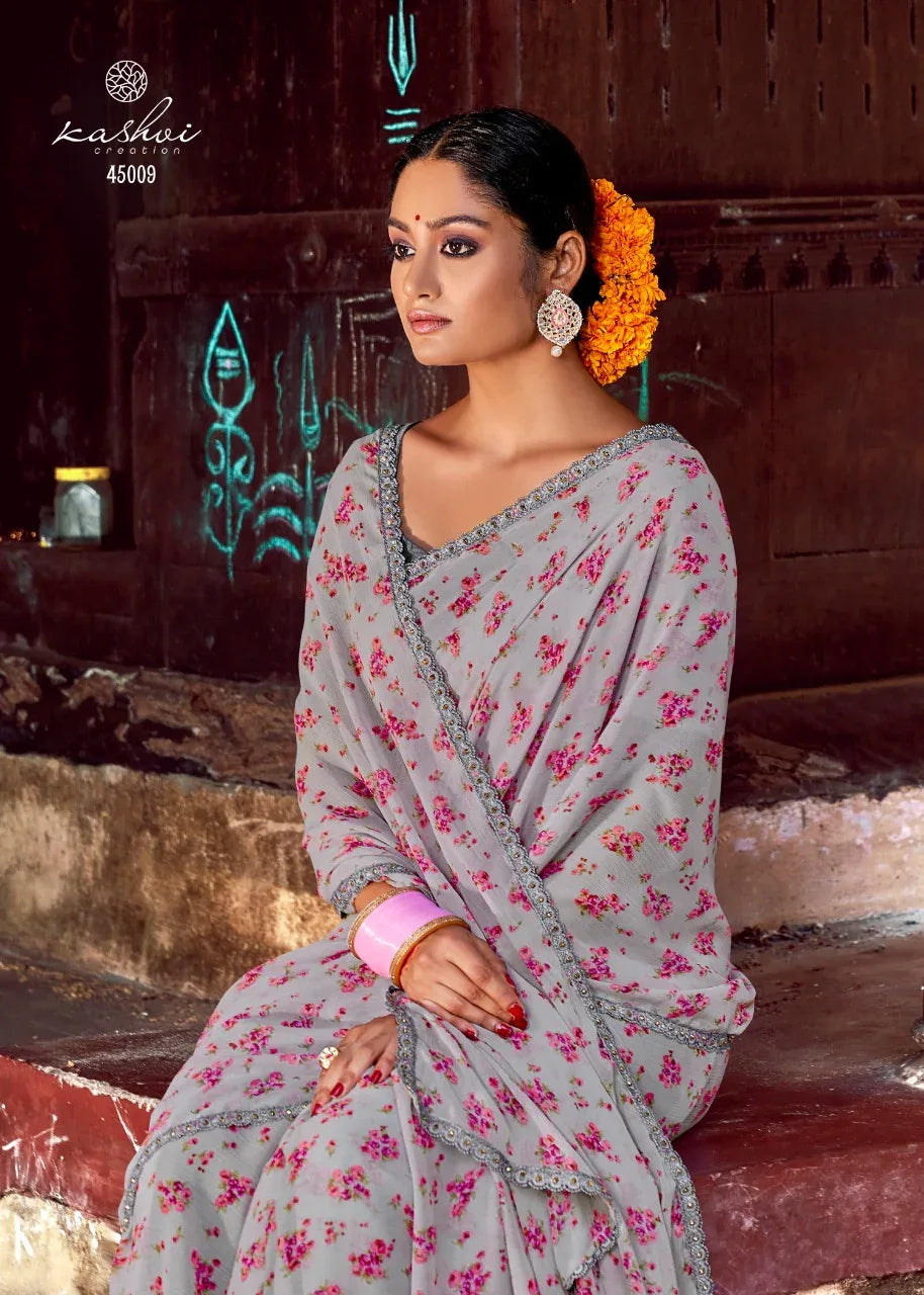 Fancy Casual Wear Chiffon Printed Sarees Collection Anant Tex Exports Private Limited