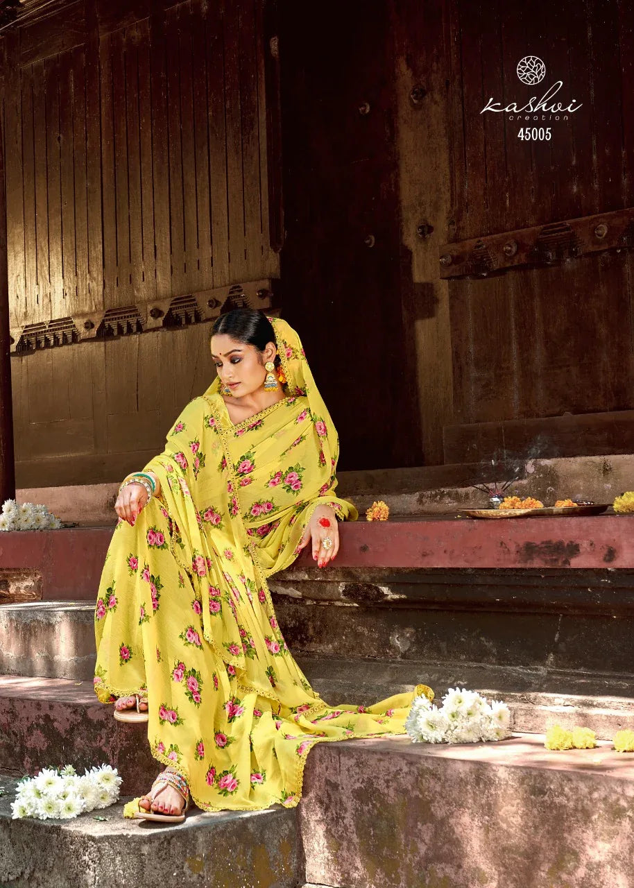 Fancy Casual Wear Chiffon Printed Sarees Collection Anant Tex Exports Private Limited