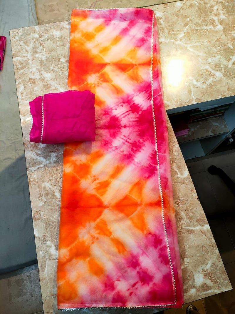 Traditional Shibori Print Organza Saree Anant Tex Exports Private Limited