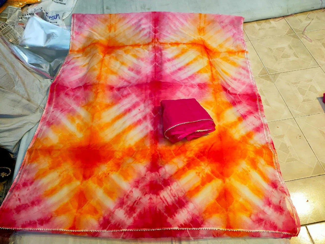 Traditional Shibori Print Organza Saree Anant Tex Exports Private Limited