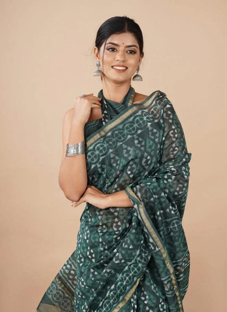 Chanderi Cotton Weaving Jari Patti &amp; Digital Print Saree Anant Tex Exports Private Limited
