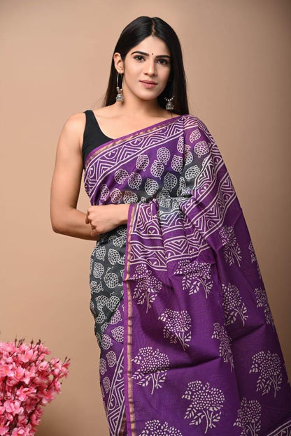 Chanderi Cotton Weaving Jari Patti &amp; Digital Print Saree Anant Tex Exports Private Limited