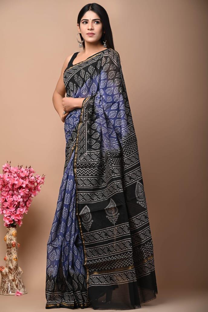Chanderi Cotton Weaving Jari Patti &amp; Digital Print Saree Anant Tex Exports Private Limited