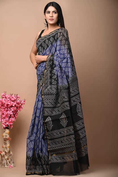 Chanderi Cotton Weaving Jari Patti &amp; Digital Print Saree Anant Tex Exports Private Limited