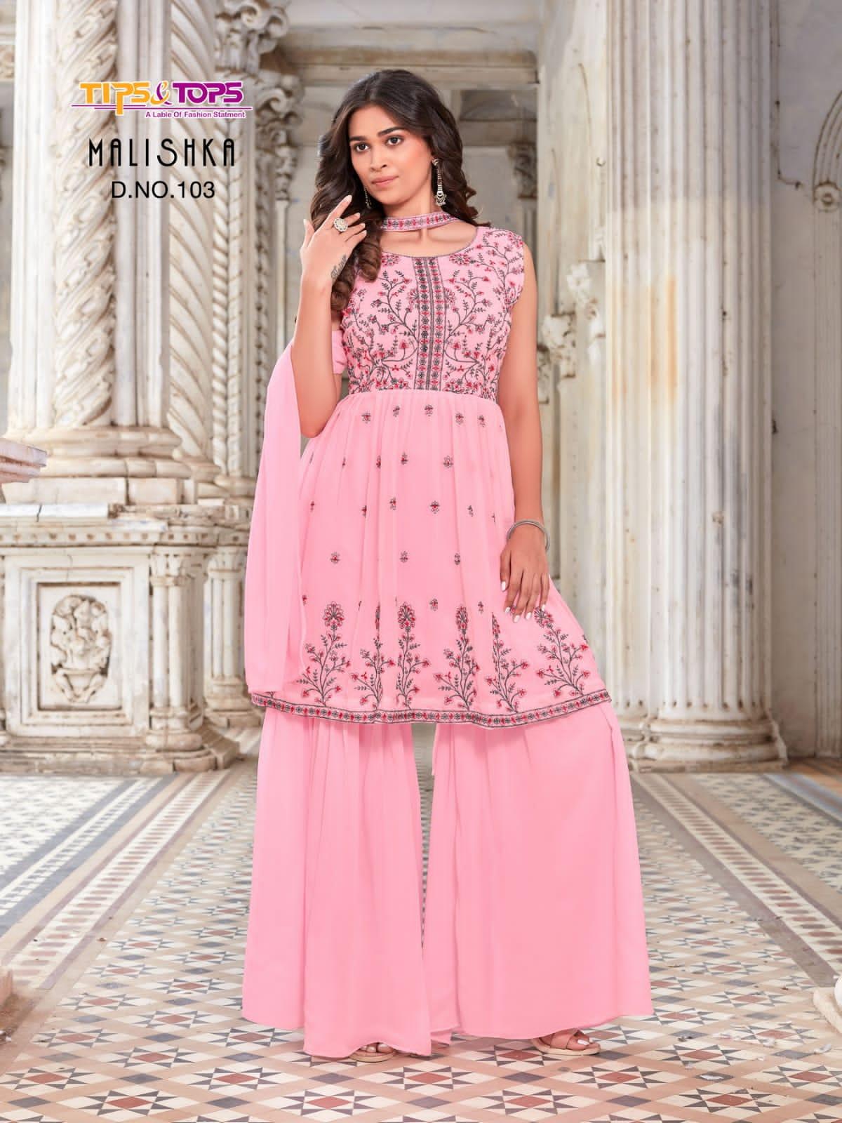 TIPS AND TOPS MALISHKA GEORGETTE KURTIS WITH DUPATTA Anant Tex Exports Private Limited