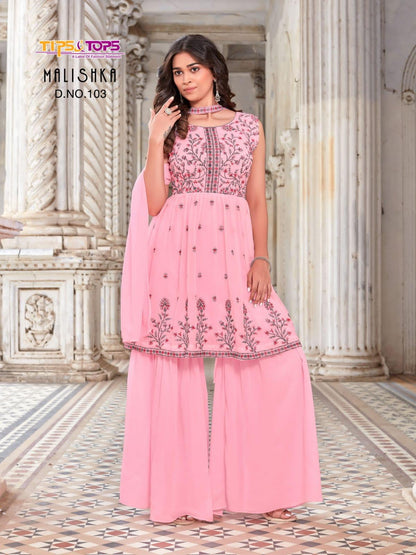 TIPS AND TOPS MALISHKA GEORGETTE KURTIS WITH DUPATTA Anant Tex Exports Private Limited