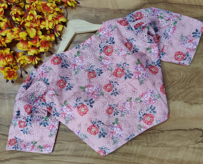 Readymade Hakooba Puff Sleeves Digital Print Blouse Anant Tex Exports Private Limited