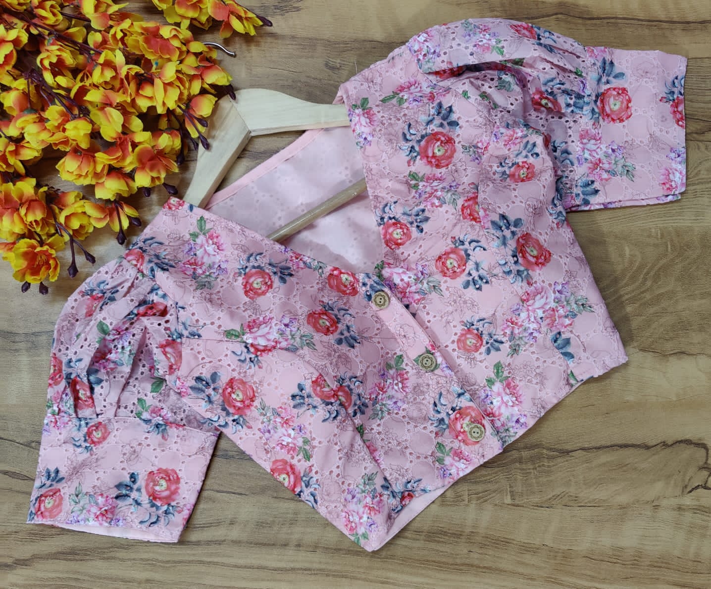 Readymade Hakooba Puff Sleeves Digital Print Blouse Anant Tex Exports Private Limited