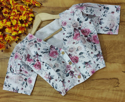 Readymade Hakooba Puff Sleeves Digital Print Blouse Anant Tex Exports Private Limited