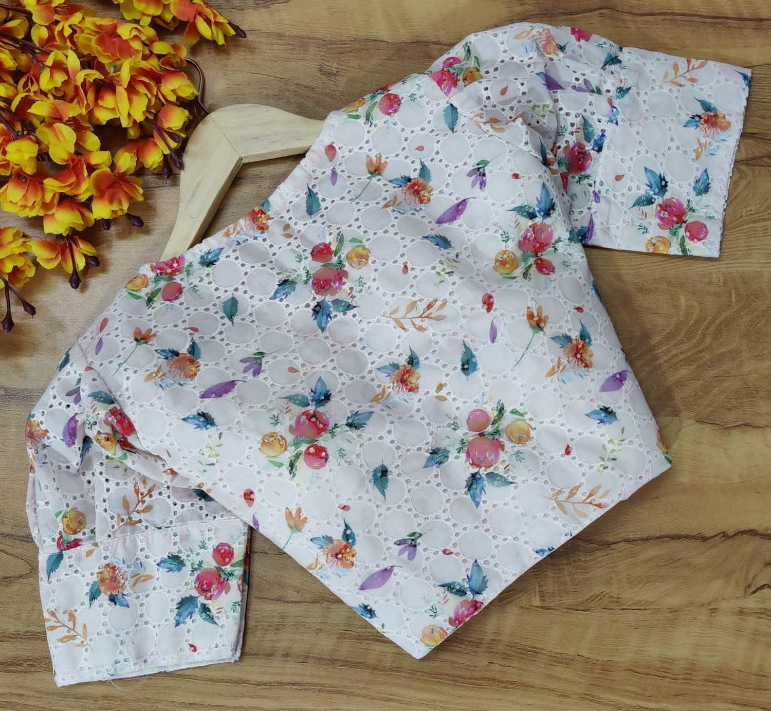 Readymade Hakooba Puff Sleeves Digital Print Blouse Anant Tex Exports Private Limited