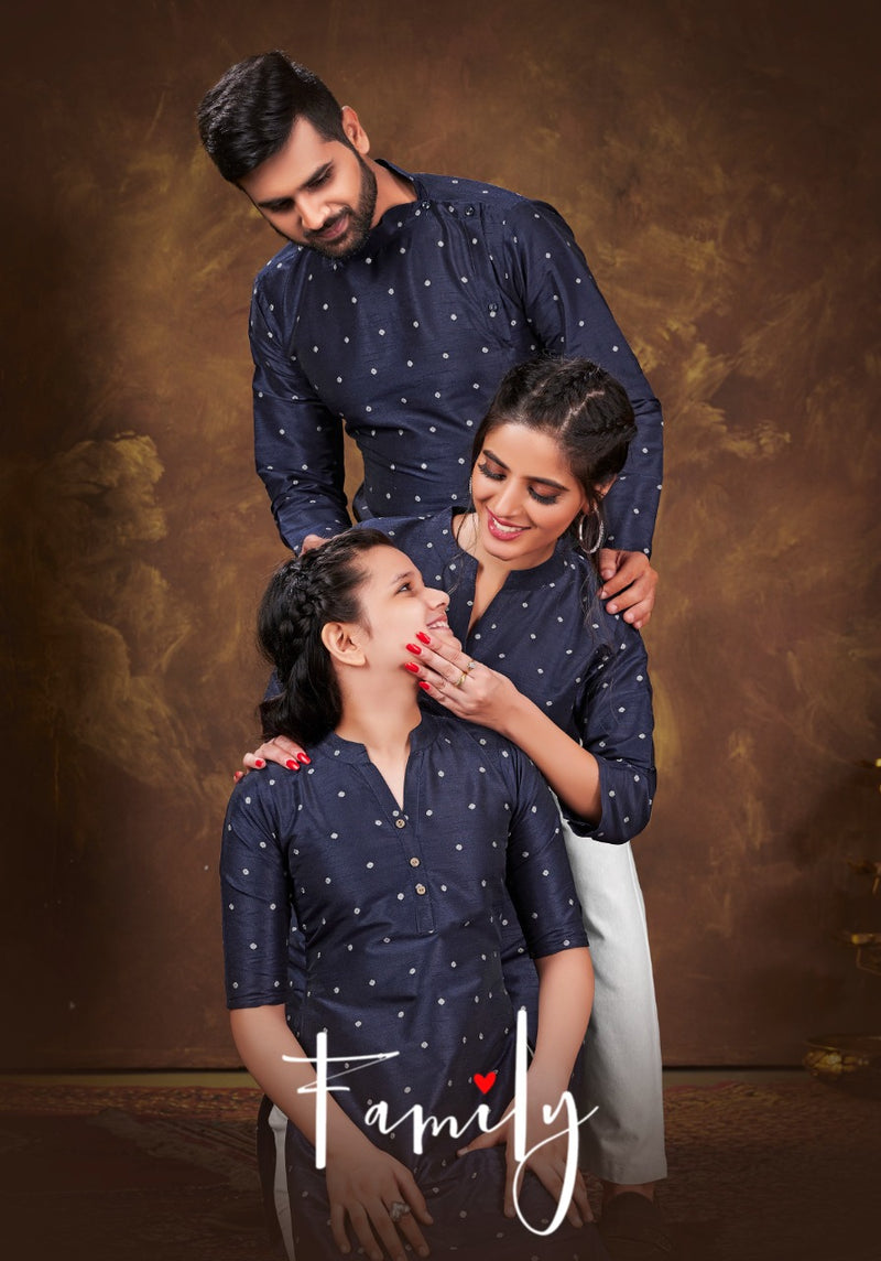 Family Combo Couple Dress Gents Ladies With Daughter Dress Anant Tex Exports Private Limited