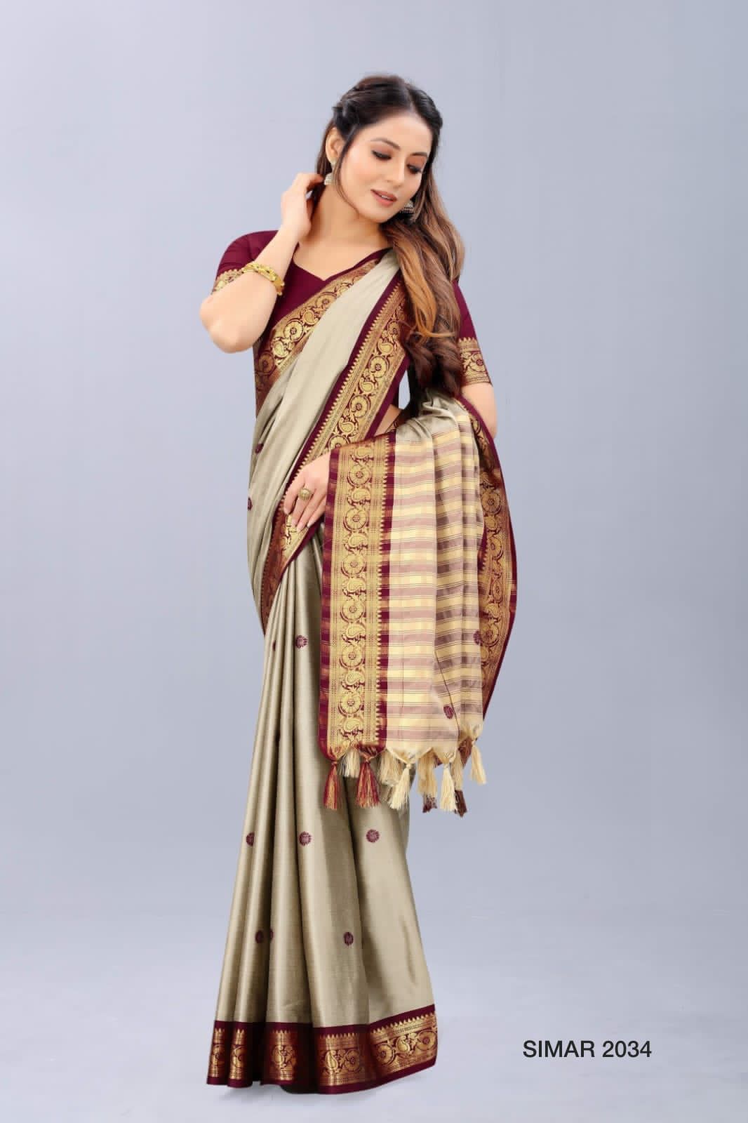 SIMAR -1 D.NO 2034 TO 2039 COTTON SILK SAREE Anant Tex Exports Private Limited