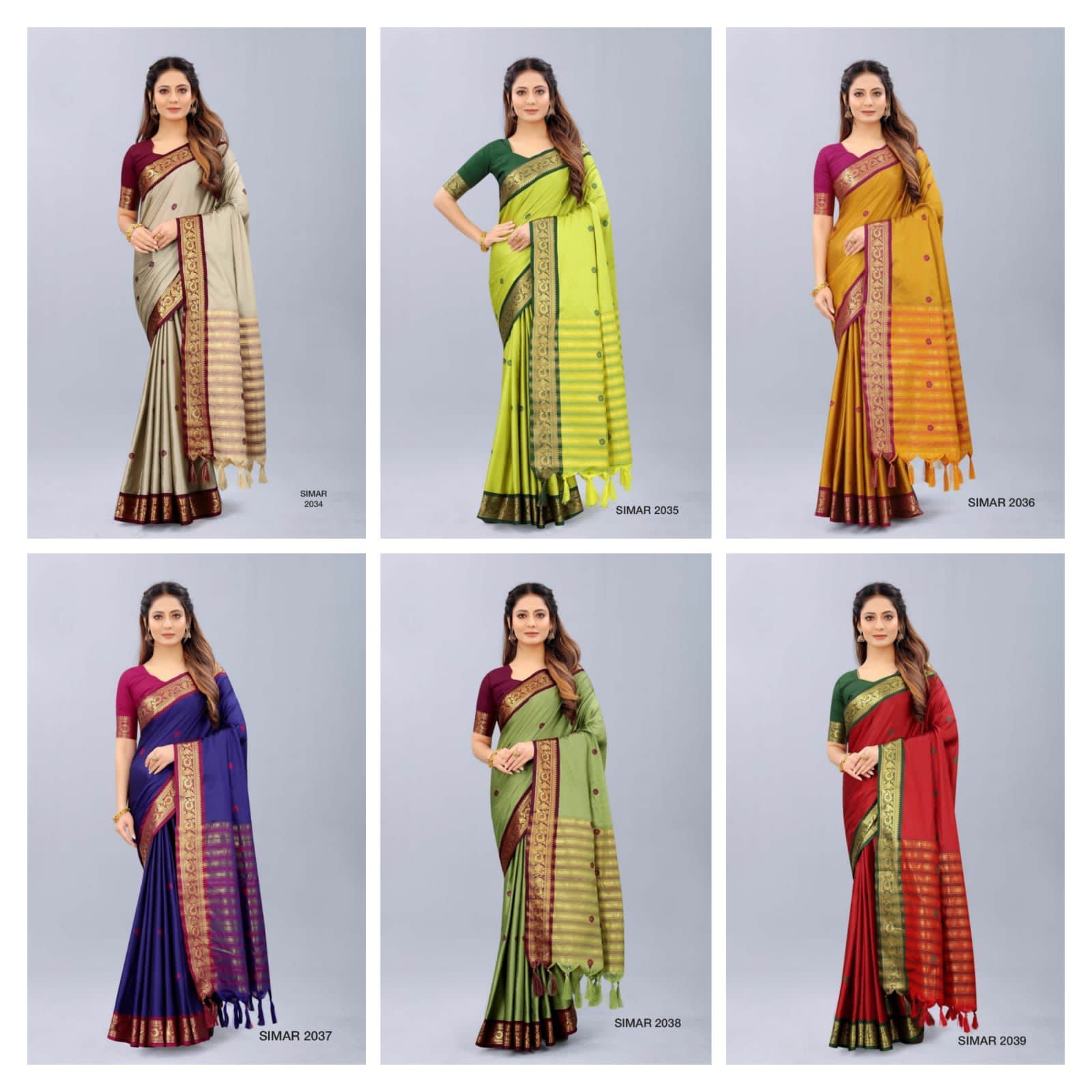 SIMAR -1 D.NO 2034 TO 2039 COTTON SILK SAREE Anant Tex Exports Private Limited
