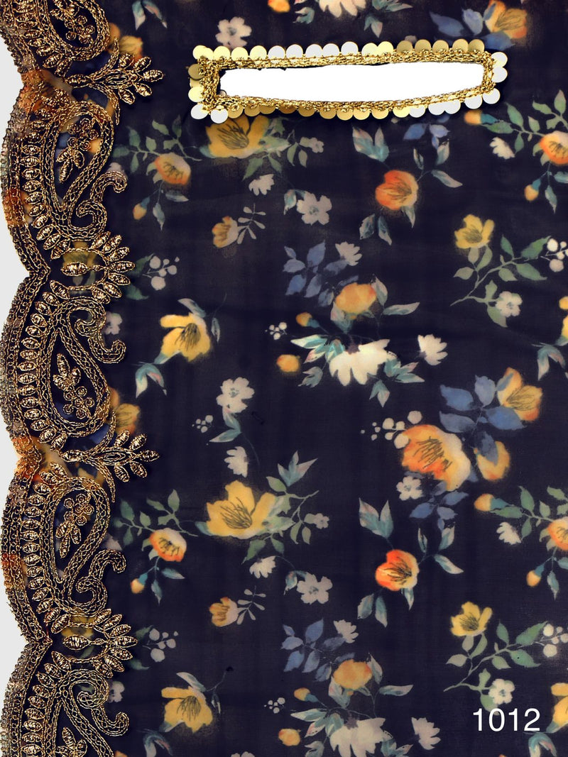 Navy Blue Georgette plain Gown Anant Tex Exports Private Limited