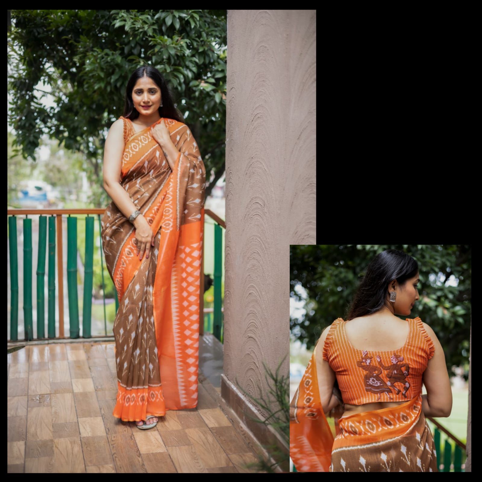 Ikat Rosy Plain Linen Saree Anant Tex Exports Private Limited