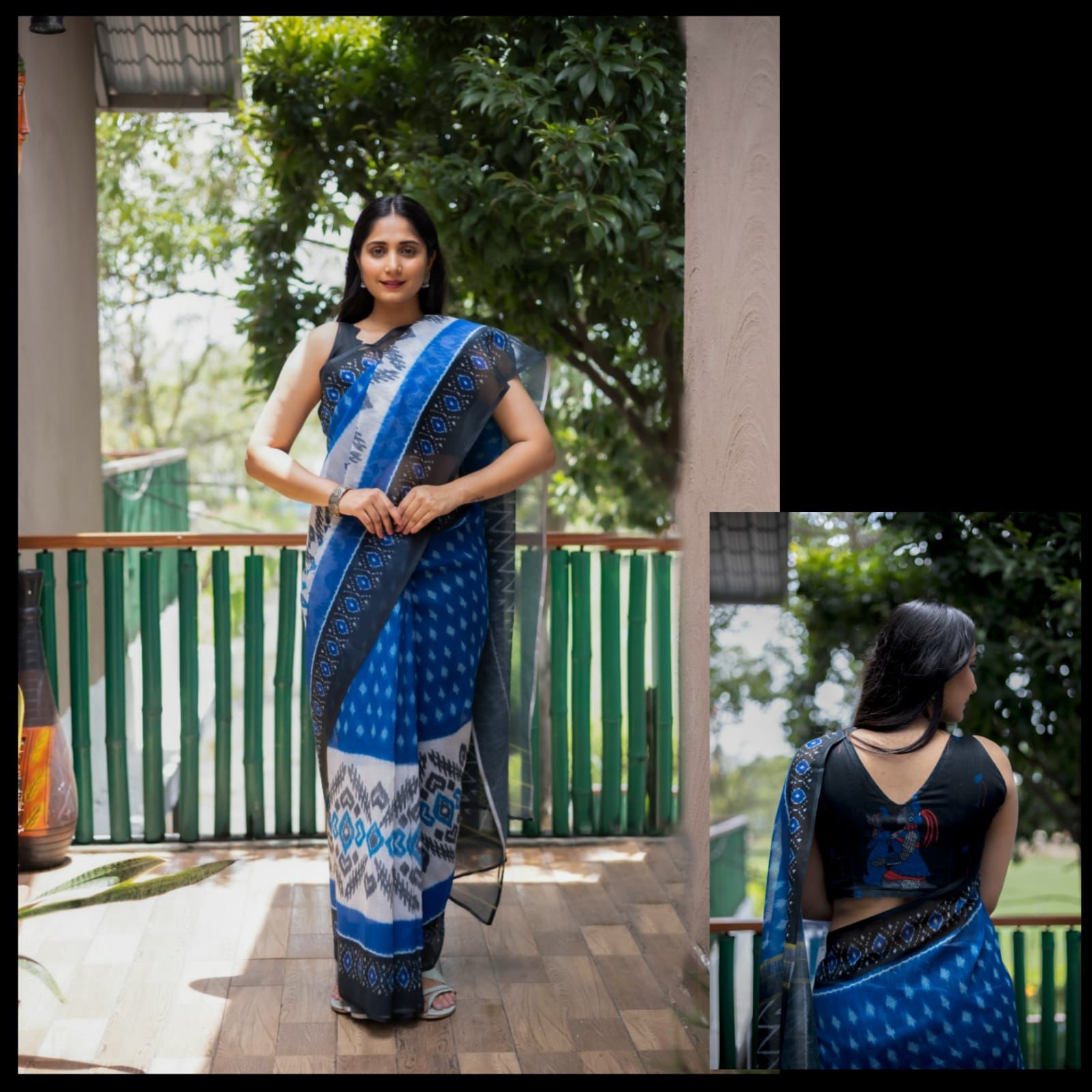 Ikat Rosy Plain Linen Saree Anant Tex Exports Private Limited