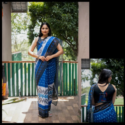 Ikat Rosy Plain Linen Saree Anant Tex Exports Private Limited