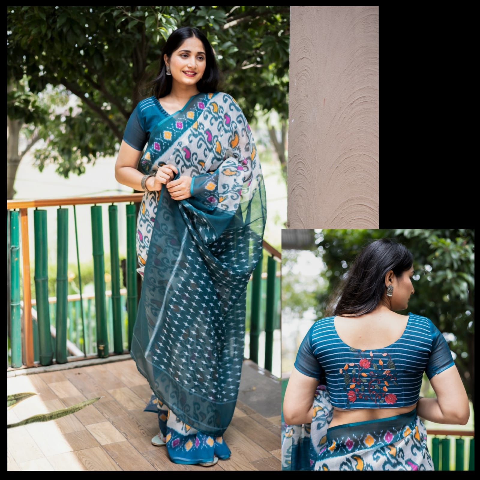 Ikat Rosy Plain Linen Saree Anant Tex Exports Private Limited