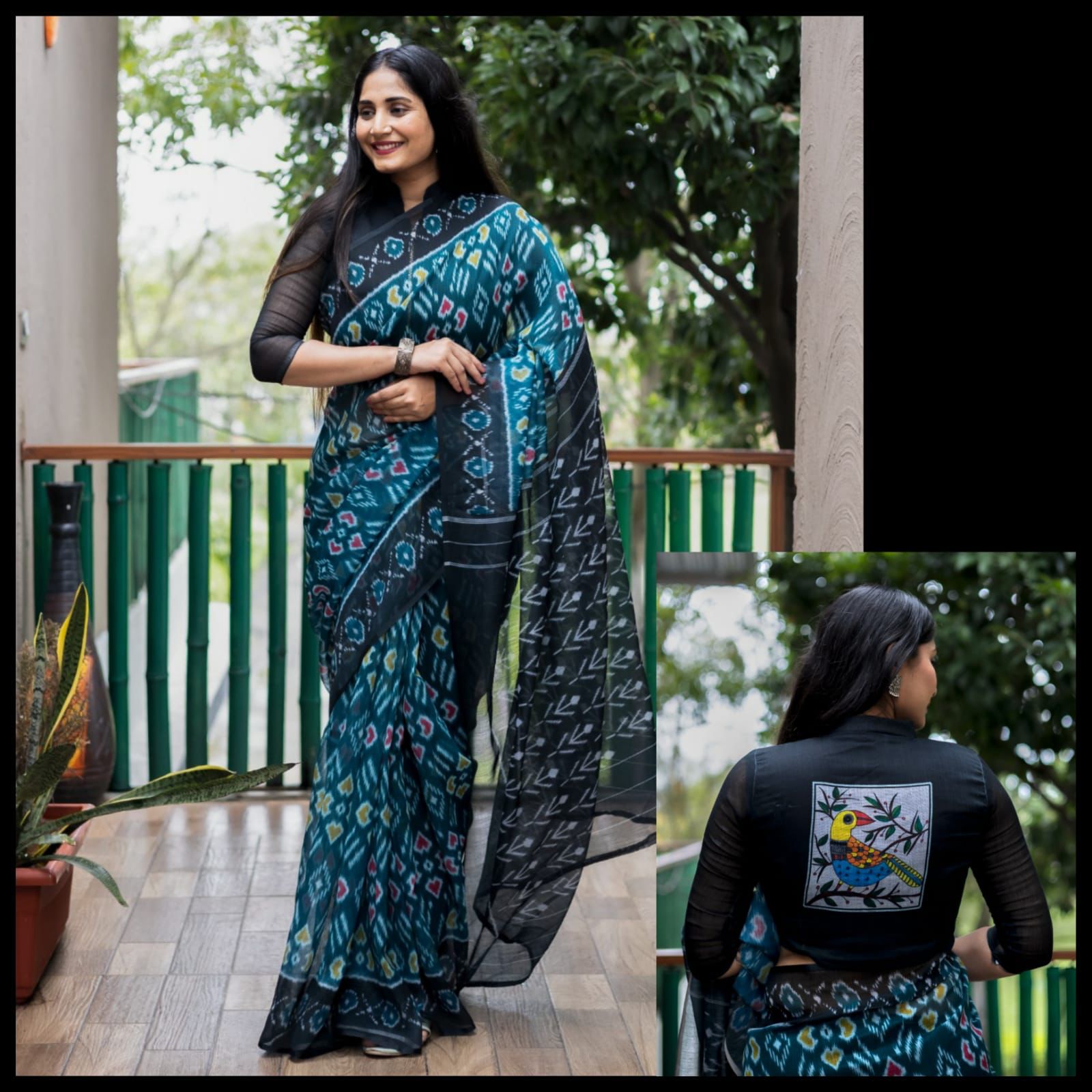 Ikat Rosy Plain Linen Saree Anant Tex Exports Private Limited