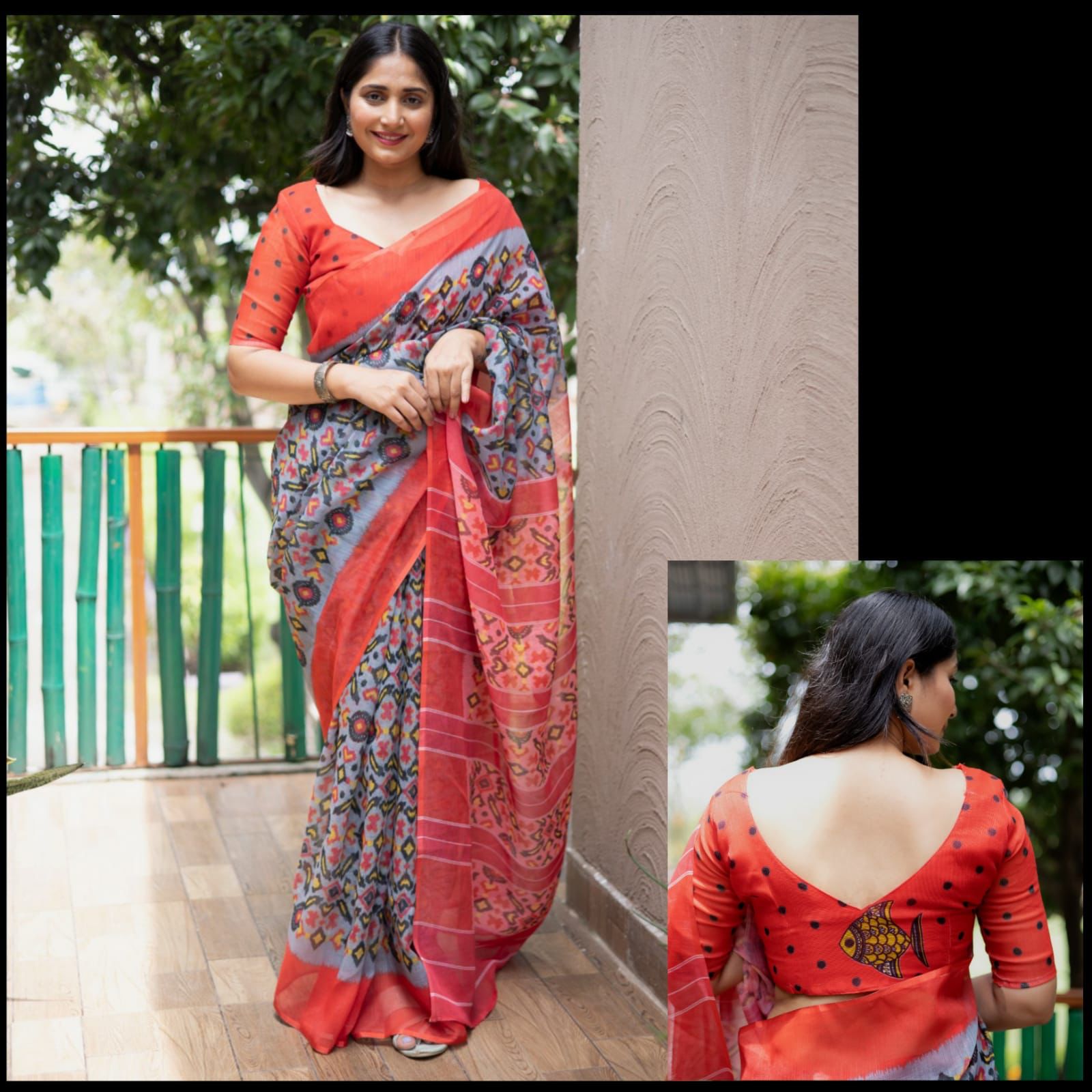 Ikat Rosy Plain Linen Saree Anant Tex Exports Private Limited