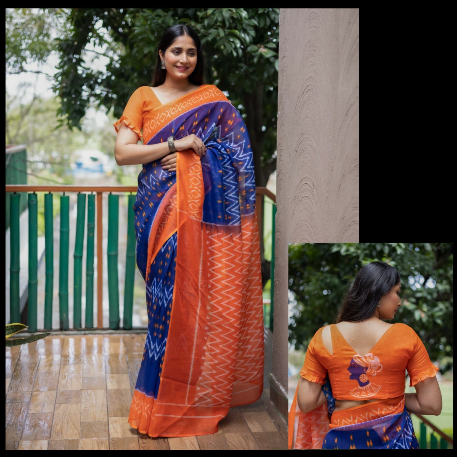 Ikat Rosy Plain Linen Saree Anant Tex Exports Private Limited