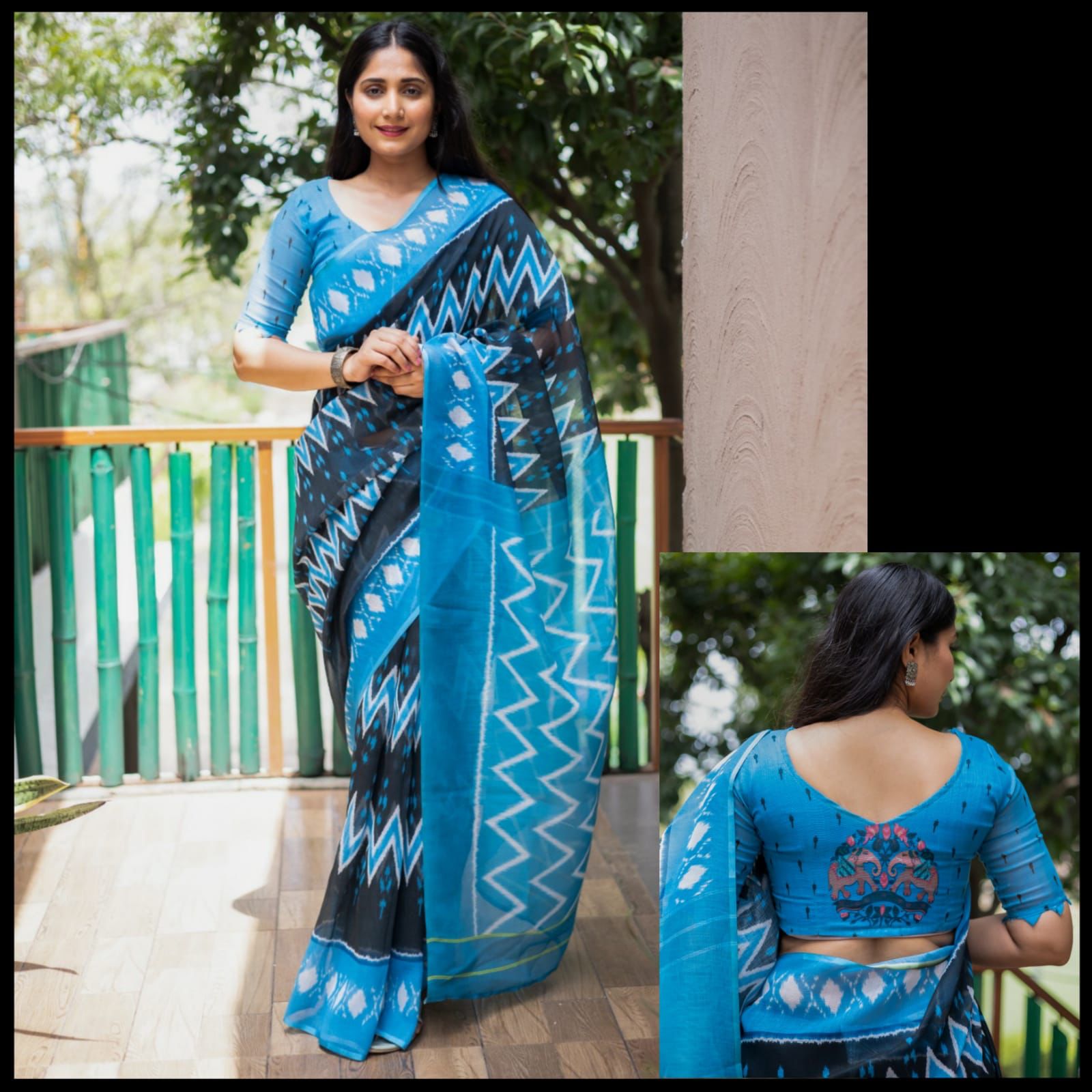 Ikat Rosy Plain Linen Saree Anant Tex Exports Private Limited