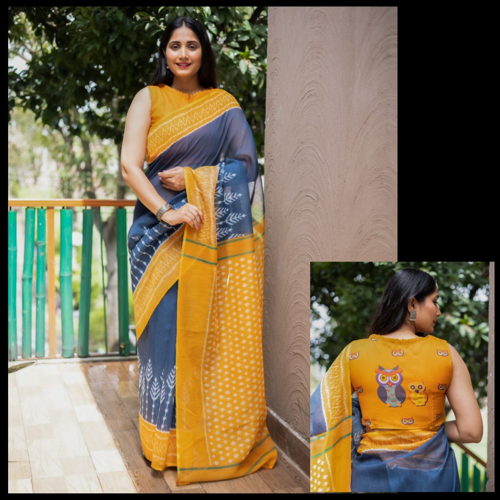 Ikat Rosy Plain Linen Saree Anant Tex Exports Private Limited
