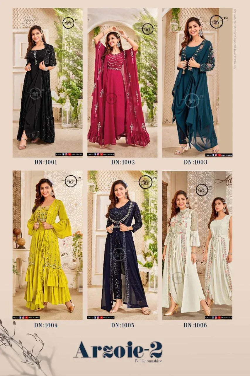 M And M Arzoie Vol 2 Designer Indo Western Style Readymade Collection Anant Tex Exports Private Limited