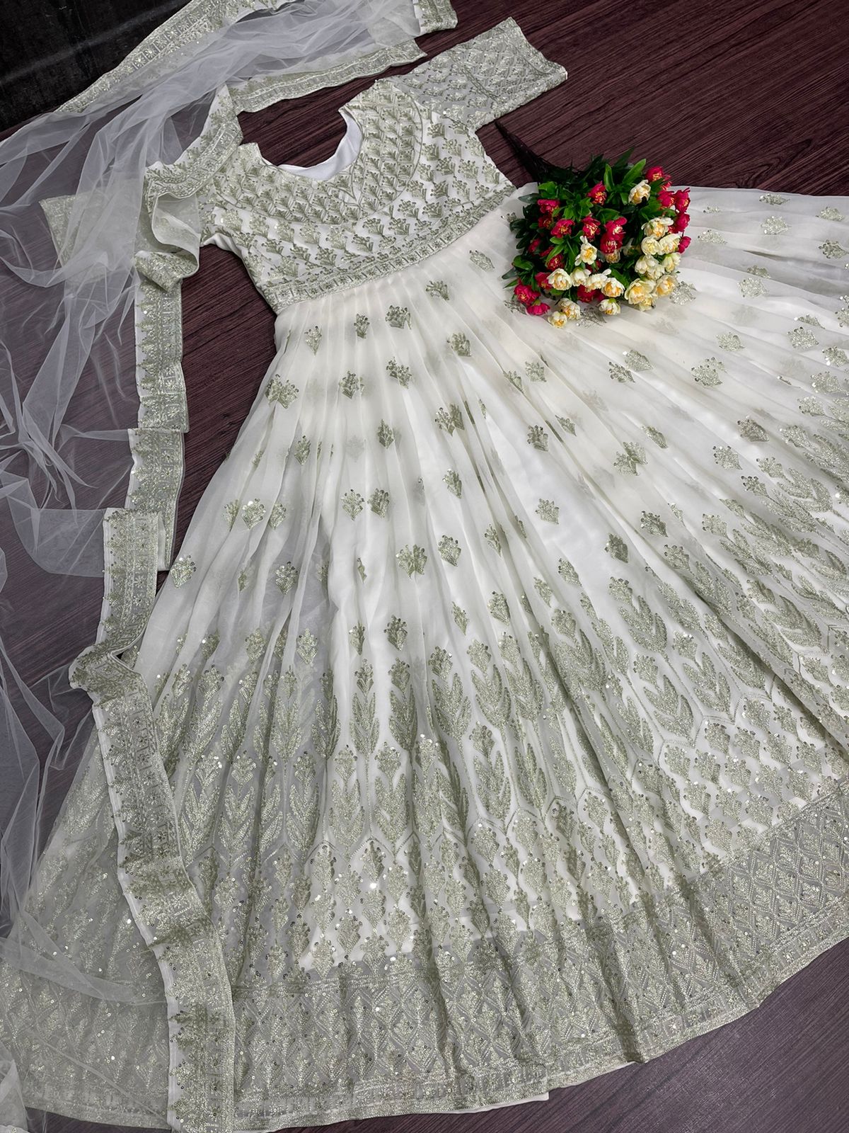 New Designer K Georgette Gown With Dupatta Anant Tex Exports Private Limited