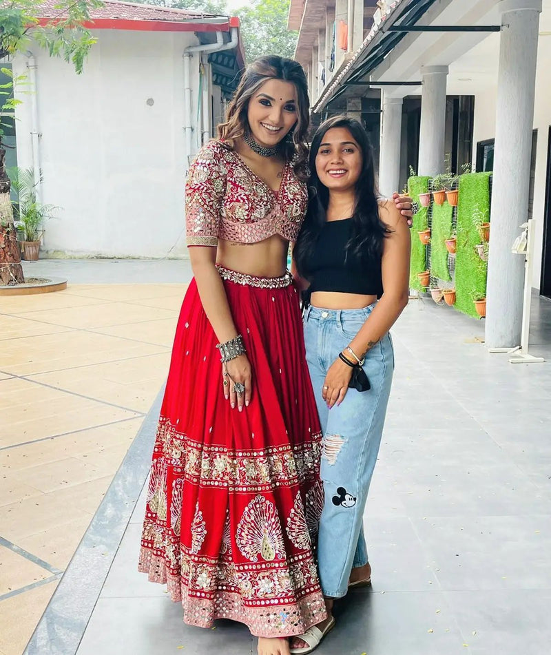 New Designer Georgette Mirror Work Lehengas Choli With Work Dupatta Anant Tex Exports Private Limited