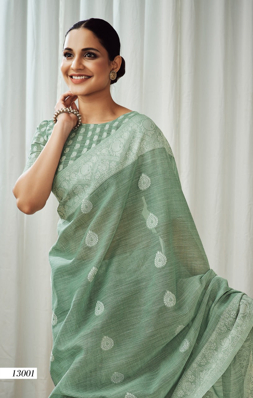 Rajpath Anigma Soft Luckhnowi weaving Linen Saree Anant Tex Exports Private Limited