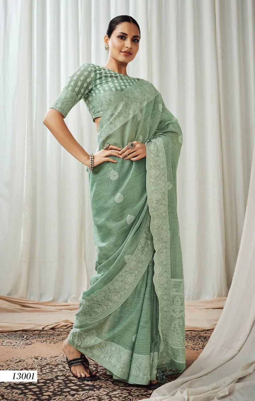 Rajpath Anigma Soft Luckhnowi weaving Linen Saree Anant Tex Exports Private Limited