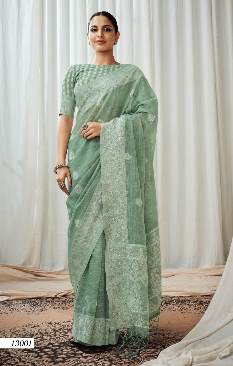 Rajpath Anigma Soft Luckhnowi weaving Linen Saree Anant Tex Exports Private Limited