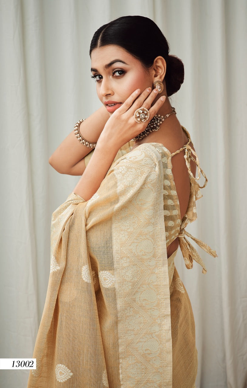 Rajpath Anigma Soft Luckhnowi weaving Linen Saree Anant Tex Exports Private Limited