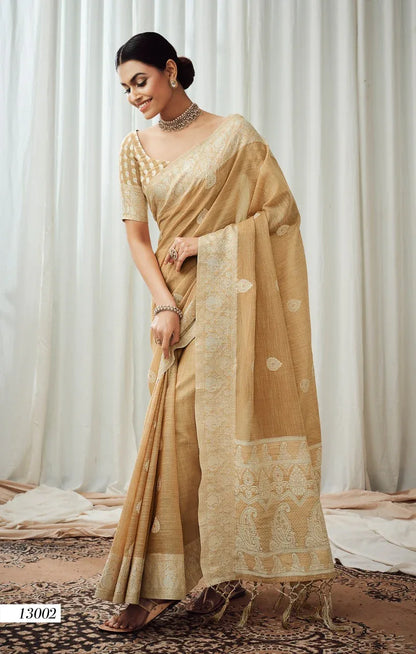 Rajpath Anigma Soft Luckhnowi weaving Linen Saree Anant Tex Exports Private Limited