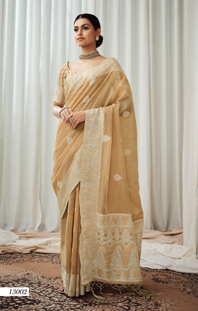 Rajpath Anigma Soft Luckhnowi weaving Linen Saree Anant Tex Exports Private Limited