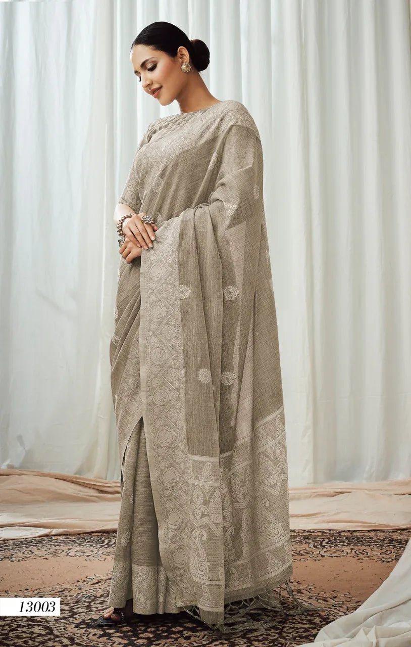 Rajpath Anigma Soft Luckhnowi weaving Linen Saree Anant Tex Exports Private Limited