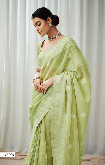 Rajpath Anigma Soft Luckhnowi weaving Linen Saree Anant Tex Exports Private Limited