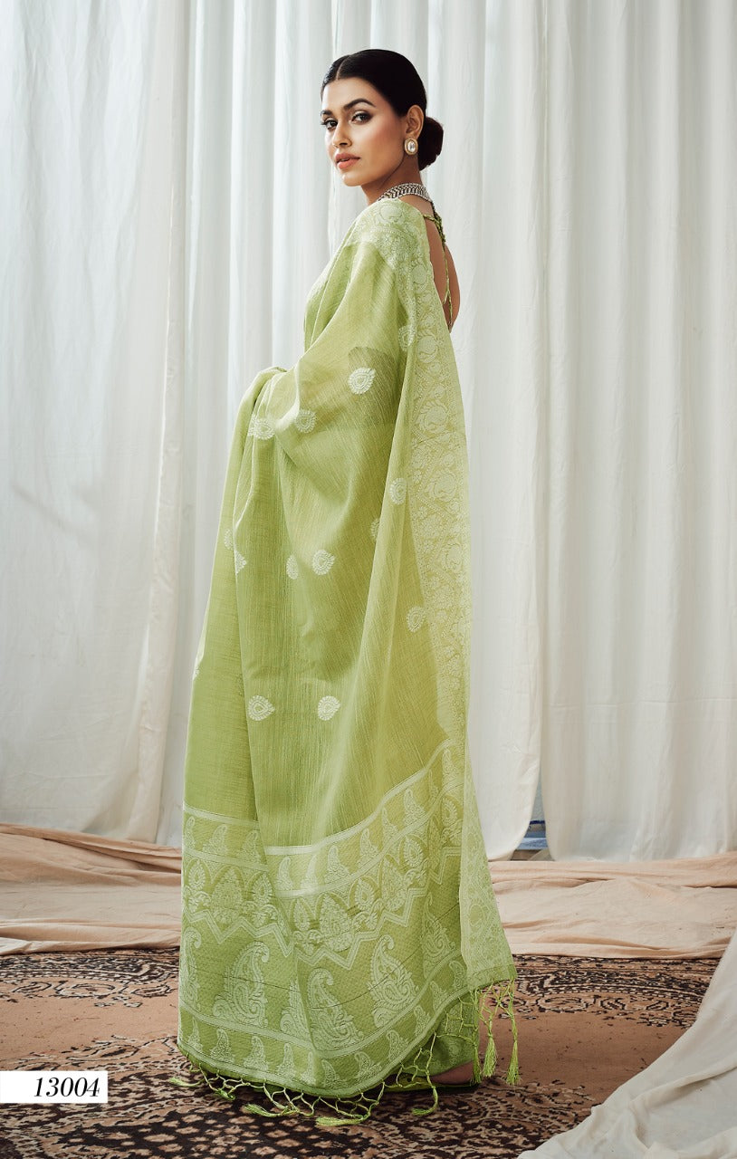 Rajpath Anigma Soft Luckhnowi weaving Linen Saree Anant Tex Exports Private Limited