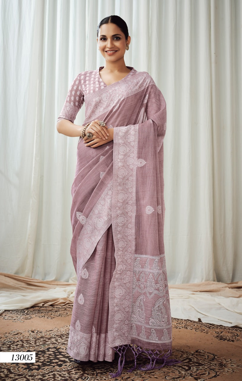 Rajpath Anigma Soft Luckhnowi weaving Linen Saree Anant Tex Exports Private Limited