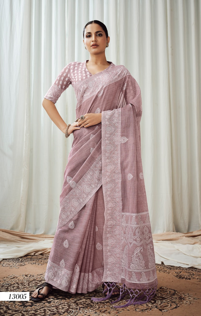 Rajpath Anigma Soft Luckhnowi weaving Linen Saree Anant Tex Exports Private Limited