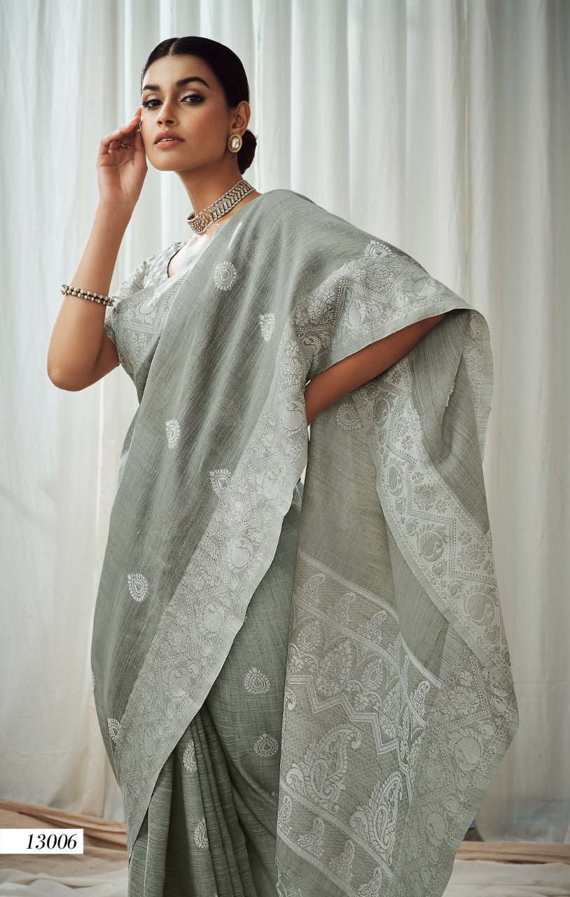 Rajpath Anigma Soft Luckhnowi weaving Linen Saree Anant Tex Exports Private Limited